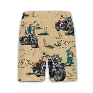 Custom Motorcycle Desert Hawaiian Shirt with Cactus Landscape