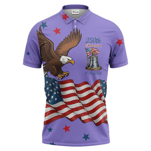 custom multi color patriotic eagle stars & stripes anniversary men's golf polo shirt