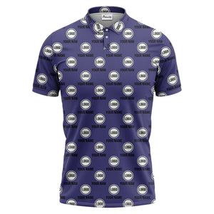 custom name & logo repeat circle pattern black polo shirt