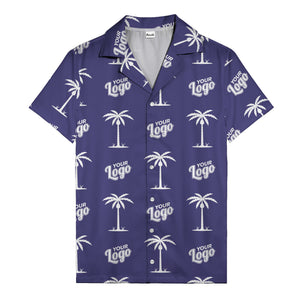 custom palm trees & your logo repeat black gold hawaiian shirt