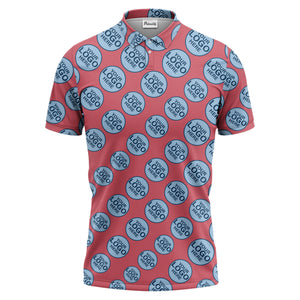 Custom Repeating Geometric Circles Logo Polo Shirt For Personalized Branding