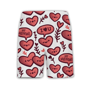Decorative Hearts Hawaiian Shirt with Floral Patterns and Swirl Designs