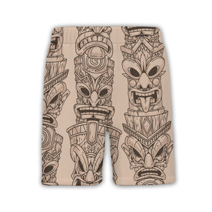 Dense Tiki Mask and Feather Hawaiian Shirt on Deep Teal