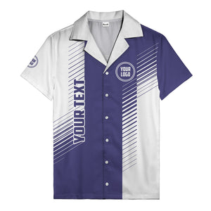 diagonal stripes & custom logo monochrome hawaiian shirt