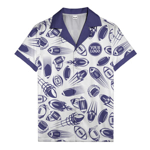 dynamic footballs & speed lines black white graphic hawaiian shirt for men
