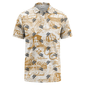 eiffel tower & airship sketched landmark polo shirt for men
