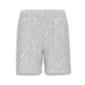 Elegant Gray Hawaiian Shirt with Embossed Floral and Heart Vine Pattern