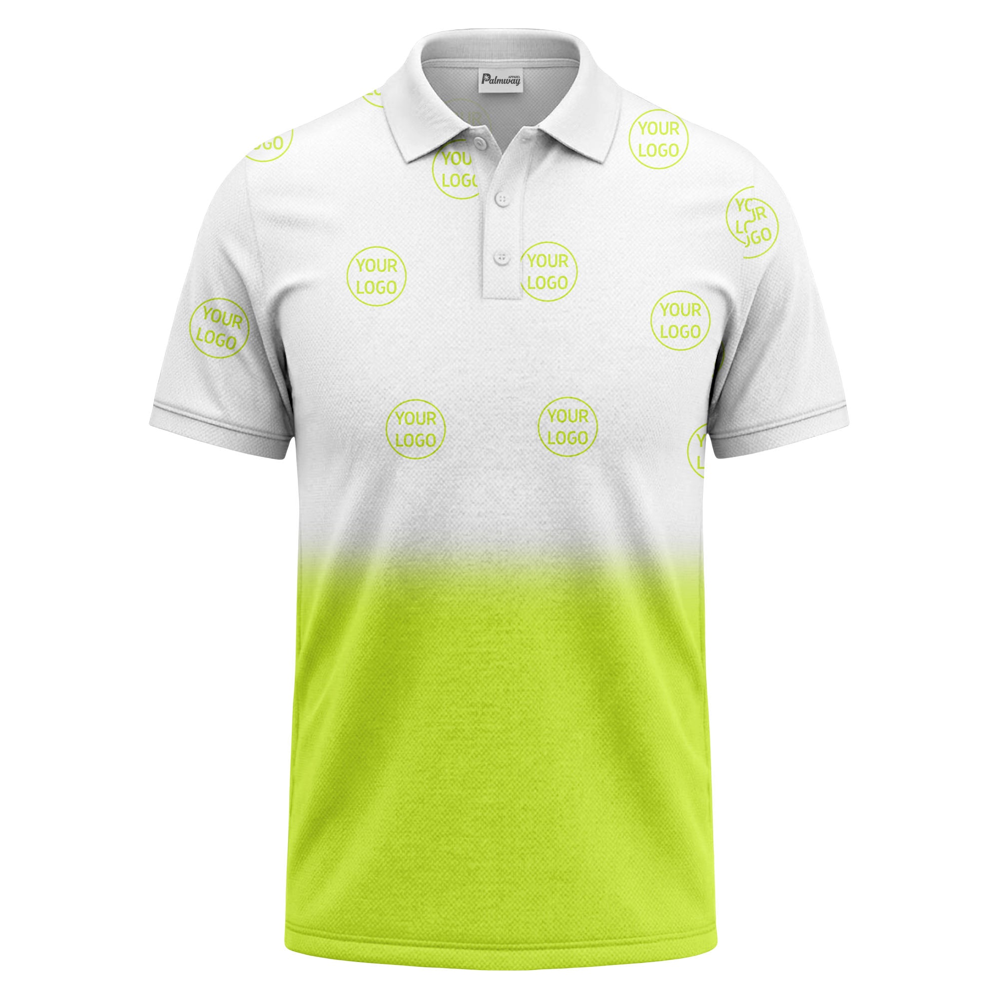 gradient black white custom logo repeat polo shirt