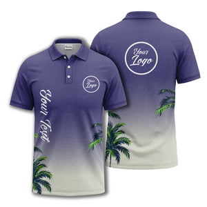 gradient fade palm trees silhouette polo shirt with custom text