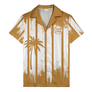 grunge monochrome palm tree silhouettes & stripe hawaiian shirt for men