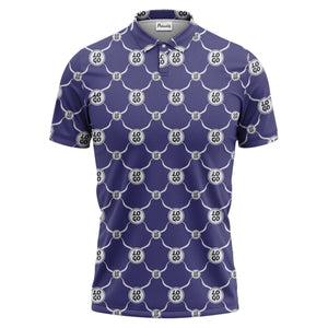 interlocking chain link logo repeat monochrome graphic polo shirt for men