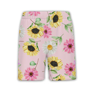 Joyful Sunflower and Pink Gerbera Hawaiian Shirt on Pastel Pink