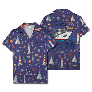 lighthouses sailboats seashells watercolor nautical hawaiian shirt for men