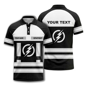 lightning bolt emblem & stripes corporate polo shirt
