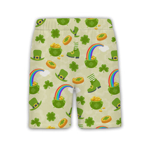 Lucky Leprechaun Hawaiian Shirt with Shamrocks Rainbows and Pots of Gold