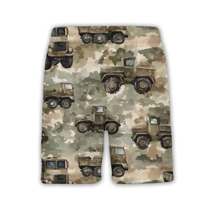 Military Truck & Army Vehicle Camo Hawaiian Shirt – Rugged Patriotic Style