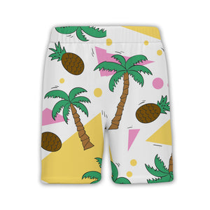 Mint Green Tropical Pineapple Coconut Hawaiian Shirt with Monstera and Hibiscus