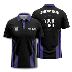 modern black white geometric stripes custom logo polo shirt