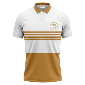monochrome horizontal stripes & circular logo modern minimalist polo shirt for men