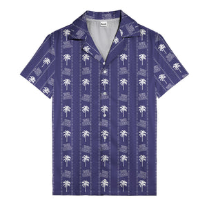 monochrome palm tree & signature logo stripe hawaiian shirt for men
