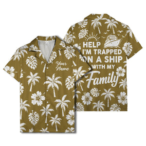 monochrome palm trees and hibiscus hawaiian shirt for men