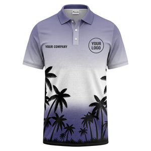 monochrome palm trees ombre gradient sky polo shirt for men