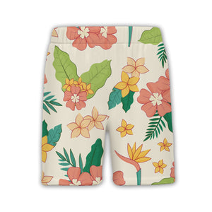 Pale Beige Bird of Paradise Hawaiian Shirt with Plumeria and Banana Leaves