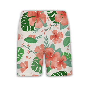 Pale Cream Pink Lily Hawaiian Shirt with Plumeria Monstera and Banana Leaves
