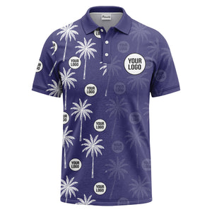 palm trees & custom logo circle repeat graphic polo shirt