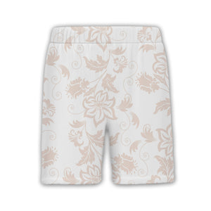 Pure White Damask Blush Hawaiian Shirt with Romantic Scroll Design