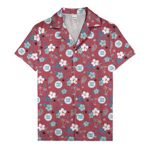 Purple Palm Blooms & Teal Leaf Hawaiian Shirt For Men