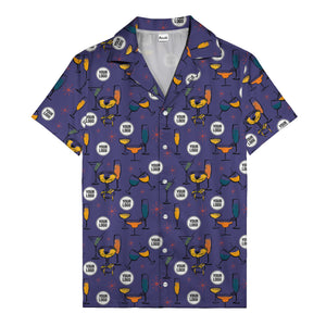 retro cocktail glasses & martini starburst hawaiian shirt