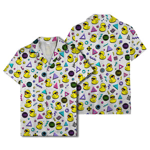 retro rubber ducks & geometric 80s blocks hawaiian shirt