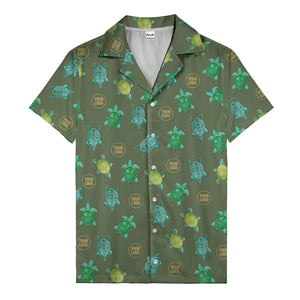 sea turtles and golden logo rings hawaiian shirt for men