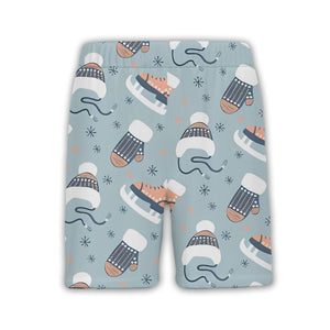 Sky Blue Winter Accessories Hawaiian Shirt with Ice Skates Pattern