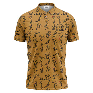 stick figure soccer players & balls cartoon polo shirt for men
