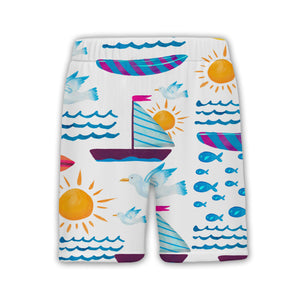 Summer Beach Surfboard & Sailboat Hawaiian Shirt – Fun Tropical Vacation Vibes
