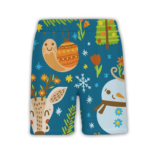Teal Winter Wonderland Hawaiian Shirt with Deer and Snowman Motifs