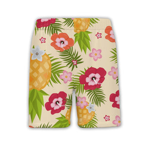 Tropical Pineapple Hawaiian Shirt with Hibiscus and Palm Fronds