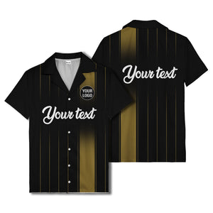 vertical black & white stripe custom logo hawaiian shirt