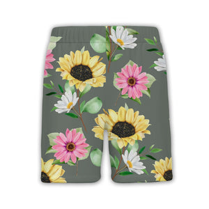 Vibrant Sunflower Bouquet Hawaiian Shirt on Dark Olive Green