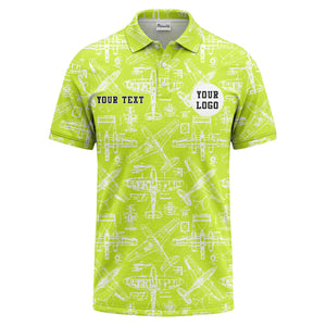 vintage airplane blueprint sketches propeller wings polo shirt for men