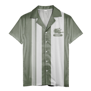 vintage bowling team hawaiian shirt, retro geometric & striped aloha button down shirt