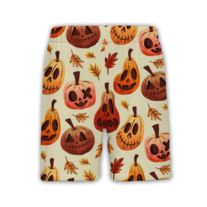 Watercolor Halloween Pumpkin Hawaiian Shirt with Maple Leaves