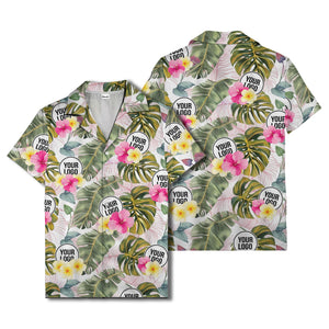 watercolor monstera hibiscus floral hawaiian shirt for men