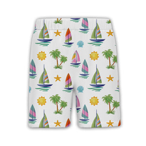 Watercolor Sailboat & Palm Tree Hawaiian Shirt – Tropical Beach Style