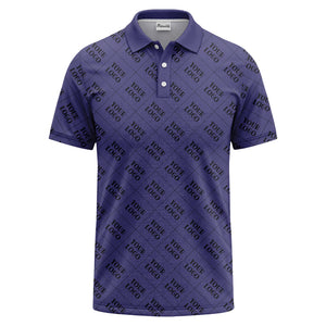 your logo diamond grid monochrome custom polo shirt for men