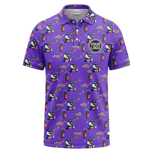 bald eagles golf bags fireworks patriotic polo shirt for men