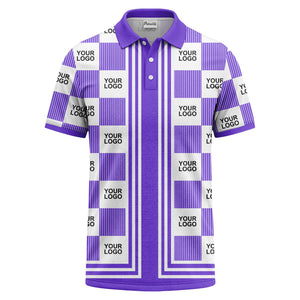 barcode graphic custom logo black white polo shirt for men