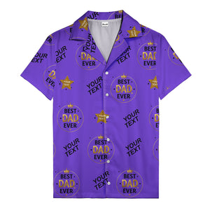 best dad ever gold crown circle repeat pattern hawaiian shirt for men